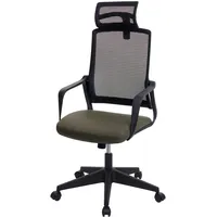 Mendler Bürostuhl HWC-J52, Drehstuhl Schreibtischstuhl, ergonomisch Kopfstütze, Kunstleder olivgrün