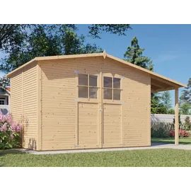 BERTILO Gartenhaus Plexi Apex 4 Plus 4,24 x 2,09 m Beige