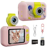 arnssien Kinderkamera Spielzeug für 3 4 5 6 7 8 9 10 11 12 Jahre alte Mädchen/Jungen, Digitalkamera Kinder, Weihnachten Geburtstagsgeschenke für Kinder, Video-Selfie-Kamera Kinder mit 32GB TF-Karte