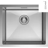 CECIPA Quadratische Küchenspüle 50cm * 44cm Edelstahlspüle Gebürstete + Gebürstete Seifenspender - Silber