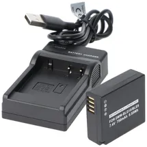 AccuCell Akku und Ladegerät Powerset kompatibel für Panasonic DMW-BLG10, DMW-BLE9, DMW-BLH7E