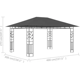 vidaXL Pavillon mit Moskitonetz 4 x 3 m anthrazit