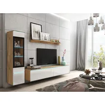 Home Affaire Wohnwand VERA I, Vitrinen Türanschlag links/rechts wechselbar, (Komplett-Set, 3-St), Vitrine mit Verglasung, stehend und hängend, inklusive Beleuchtung beige