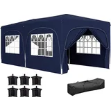 Faltbarer Pavillon 3x6 M Mit Seitenwänden, Upf50+ Sonnenschutz, Höhenverstellbar, Tragetasche, Dunkelblau