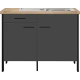 OPTIFIT Spülenschrank Tokio 118 cm breit, mit Stahlgestell, mit Vollauszug grau