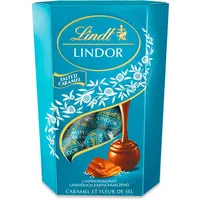 Lindt Schokolade | LINDOR Cornet Salted Caramel | 500g | 38 Kugeln in Milch-Schokolade mit einer Salz-Karamell Füllung | Schokoladen Geschenk