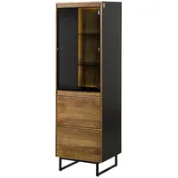 MASSIVMOEBEL24.DE Vitrine Mango / Altholz 56x47x180 schwarz / natur