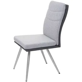 Mendler Set 2x Esszimmerstuhl+Sitzbank HWC-G54, Bank Küchenstuhl Stuhl, Stoff/Kunstleder Edelstahl ~ grau Bank 160cm