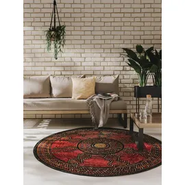 benuta nest In- & Outdoor-Teppich rund Artis Rot 160 cm - Teppich für Balkon, Terrasse, - Garten