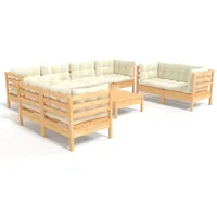 vidaXL Garten-Lounge-Set 9-tlg. Kiefer creme