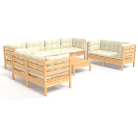 vidaXL Garten-Lounge-Set 9-tlg. Kiefer creme