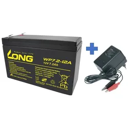 AGM BLEI AKKU BATTERIE 12V 7,2Ah + LADEGERÄT