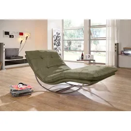 W.Schillig Relaxliege daily dreams Leder 95 x 85 x 169 cm grün mit Kissen