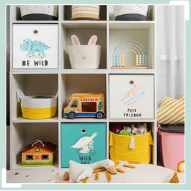 Relaxdays Faltbox Kinder 30 x 30 x 30 cm 3-tlg. mehrfarbig