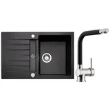 Naber Corto 780 links Einbauspüle granit nero Handbetätigung 780 x 500 mm