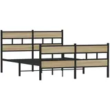 vidaXL Bett Metallbett ohne Matratze Sonoma-Eiche 140x200 cm 200 cm x 140 cm