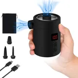 ALFFREUDE Elektrische Luftpumpe mit Lampe Akku Luftpumpe 4000mAh Wiederaufladbare Luftpumpe mit 3 Luftdüse Luftpumpe für Pool Camping Schlauchboot Luftmatratze Campingtragbare Schnellfüllpumpe