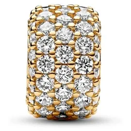 Pandora Funkelndes Dreireihiges Pavé-Charm Gold 762820C01