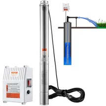 Vevor Tiefbrunnen-Tauchpumpe 1500 W 9,8 m3/h 108 m Förderhöhe mit 19,4 m Kabel und externer Steuerbox