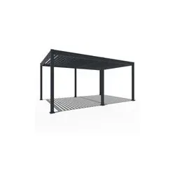 Weide Elektrische Deluxe Pergola mit LED | Voll-Alu-Pavillon | 3,6 x 5,3 M | Lamellendach anthrazit