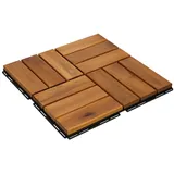 Buri 1m2 Holzfliesen Terrassenfliesen Holz Fliesen Mosaik 30x30 Cm, 11 Stk Balkonfliesen Wetterfest Aus Akazienholz Mit Klicksystem Für Terrasse Balkon