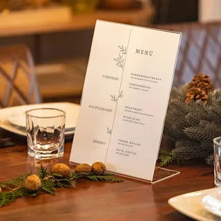 HMF 46934 Acryl Tischaufsteller schräg, DIN A4 Hochformat, Glasklar