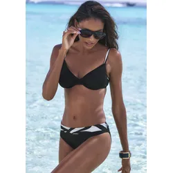 Bügel-Bikini FRENCH CONNECTION "Claire", Damen, Gr. 42, Cup E, schwarz, Recycling-Polyamid, kontrastfarbene Details, Bikini-Sets, Mit kontrast Details