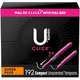 U by Kotex Click Compact Tampons, Super Plus Saugfähigkeit, geruchlos, 192 Stück (6 Packungen mit 32 Stück) (Verpackung kann variieren)