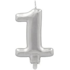 Papstar Zahlenkerze mit Halter 7 cm 12 St. Silber