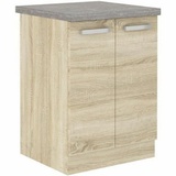 BigBuy Niedriger Schrank mit 2 Flügeltüren - Sonoma Eiche Dekor - B 60 x 51,6 x 85 cm - LASSEN