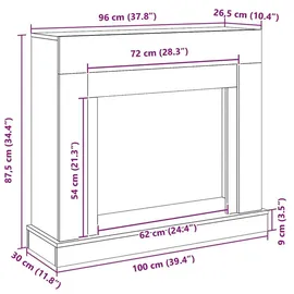 vidaXL Kaminumrandung 100 x 30 x 87,5 cm Schwarz