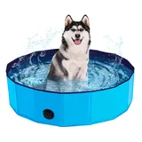 Faltbarer Pool Hundepool Schwimmbad für Hunde und Katzen,Hundebadewanne Planschbecken Hund Swimmingpool mit Rutschfestem Boden & Ablassventil PVC Haustiere Wasserbecken für Hunde Katzen
