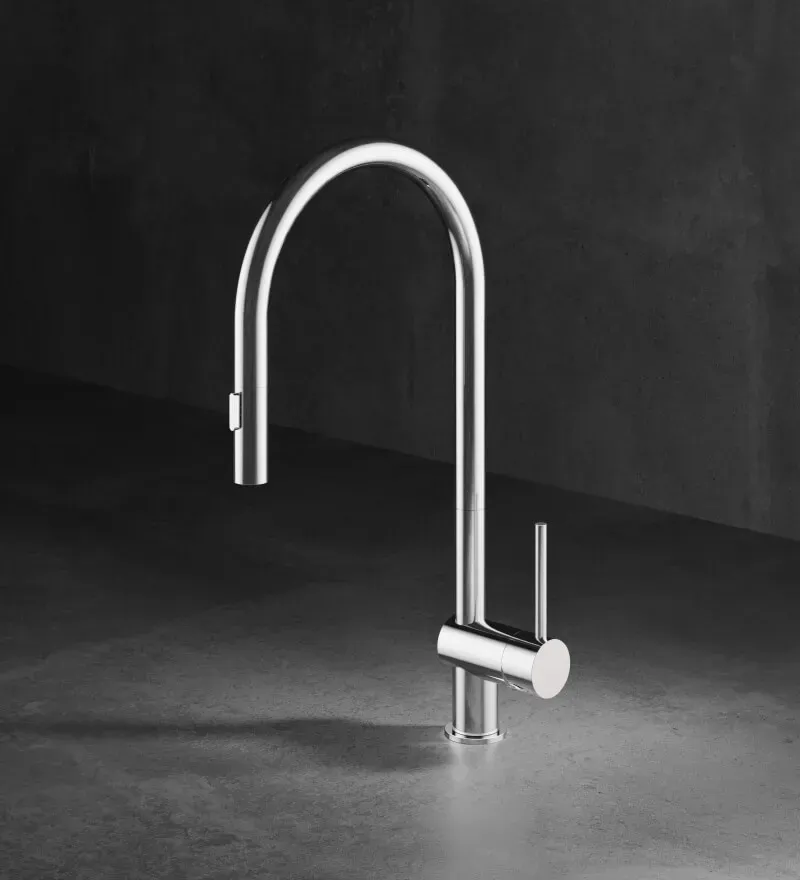 MGS MILANO Vela D Einhebel-Küchenmischer mit Ausziehauslauf - titanium