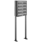 AL Briefkastensysteme 5er V2A Edelstahl Stand Briefkasten Premium (BxH): 46.5 x 150cm, Anzahl Schlitze: 5 Fach Briefkastenanlage Freistehend