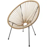 sunnypillow Acapulco Gartenstuhl - gemütlicher Loungesessel für Wohnzimmer, Terrasse, Garten, Balkon Sessel Stuhl - Korbsessel Gartensessel im Retro Design - Outdoor/Indoor - Beige