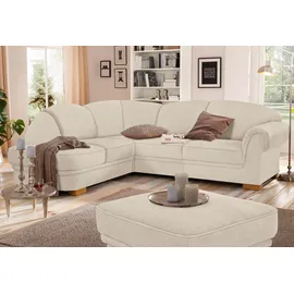 Home Affaire Ecksofa HOME AFFAIRE "Amrum L-Form", beige (creme), B:249cm H:91cm T:218cm, Jacquard ( 100% Polyester );Struktur Blume (100% Polyester), Sofas, Ecksofa, wahlweise mit Bettfunktion und Ottomane links/rechts
