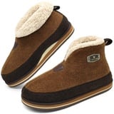 KuaiLu Hausschuhe Boots Herren Winter Filz Hausstiefel Warme Plüsch Flauschige Fell Hüttenschuhe Kuschel Geschlossen Orthopädische Haus Slippers Männer Filzpantoffeln Rutschfest Feste Sohle Beige 47 - 47 EU