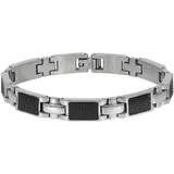 ZEEme Stainless Steel Armband Edelstahl poliert mit Carbon-Einlagen 20,5cm lang