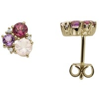 Firetti Paar Ohrstecker »Schmuck Geschenk Gold 333 Ohrschmuck Ohrschmuck Farbstein«, mit Amethyst, Pink Rhodolit, Rosenquarz - mit Brillant, 19391368-0 gelbgoldfarben-lila-rosa-pink + lila-rosa-pink 0,02 ct P2 = erkennbare Einschlüsse