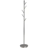 Home4You Kleiderständer, Edelstahl gebürstet - H 170 cm - mit 5 Haken