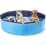 Nobleza Hundepool für Große & Kleine Hunde, Faltbarer Hunde Planschbecken, Stabile Hundebadewanne, Swimmingpool für Katzen, 180 * 30cm, XL, Blau