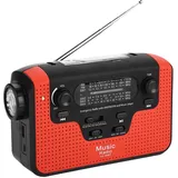 Notfall Solar Handkurbel Radio, RD-388 FM/AM/SW Solar Handkurbel Radio, mit LED Taschenlampe, Unterstützung für Telefonladegerät/Freisprechen, für Outdoor/Musik-Player/Camping(rot)