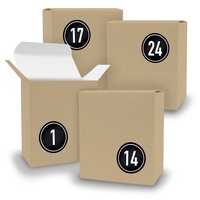 Adventskalender zum Füllen 24x Quader BRAUN + Sticker V08 Z08