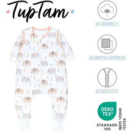 TupTam Schlafsack mit Beinen und Ärmeln OEKO-TEX zertifizierte Materialien, Winterschlafsack 2,5 TOG Unisex, Farbe: Elefant/Mond, Größe: 80-86 - 80-86