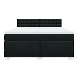 vidaXL Boxspringbett mit Matratze Schwarz 180x200 cm Stoff
