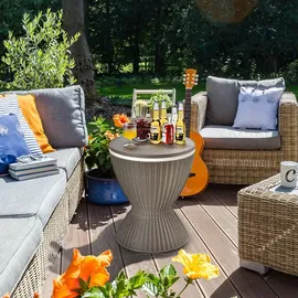 Costway Gartentisch 75 kg höhenverstellbar 30 L Braun
