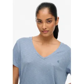 Superdry STUDIOS SLUB EMB VEE TEE Blau L