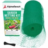 AlpineReach 4,5m x 15m Vogelschutznetz Gartennetz Feinmaschig (15 x 15mm) Extra Starke Gewebtes Netz, Vogelnetz, Obstbaumnetz, Katzennetz, engmaschig Laubnetz, Kabelbinder, Wiederverwendbar, Grün