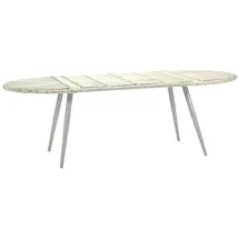 JV Möbel Gartentisch Oval 110 x 75 x 220 cm Weiß