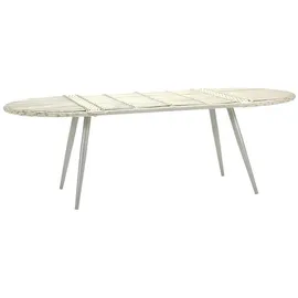 JV Möbel Gartentisch Oval 110 x 75 x 220 cm Weiß